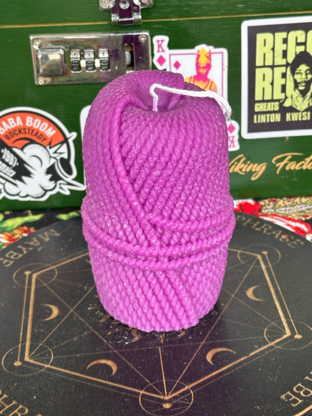 Purple Yarn Ball Candle – Hand Poured Spell Candle – Creativity, Comfort